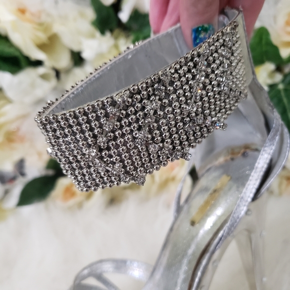 Silver Rhinestone Platform Heels - Picture 4 of 6